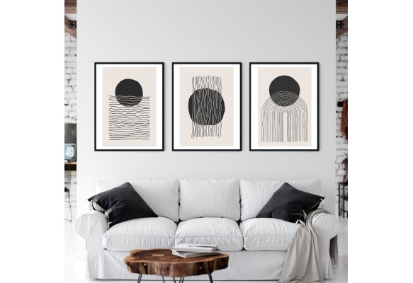 ÇERÇEVELİ ÜÇLÜ ABSTRACT TABLO SETİ